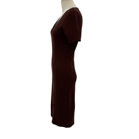 Ottod'Ame Cocoa Sheath Dress Pencil V-Neck Short Sleeve Brown Size US 4 - Picture 7 of 16